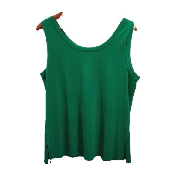 Misook Twinset Size 0X Green Knit Jacket with Matching sleeveless tank Shell - Picture 6 of 8